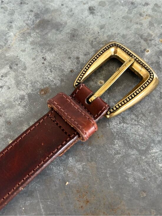 Vintage Fossil Genuine Leather Link Belt Brown Brass Tone Buckle main image 5